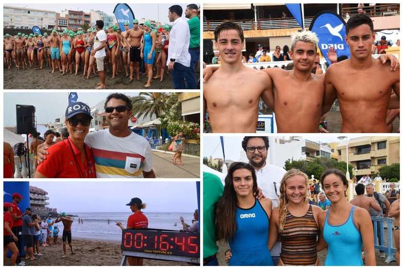 Los tres primeros clasificados de las categorías masculina y femenina con el alcalde, concejal y senador popular (Foto TA)